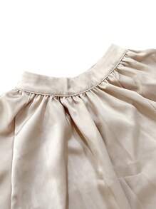 Elenzga Casual Elegant Stand Collar Raglan Sleeve Satin Blouse,Long Sleeve Tops Fall Cloth For Women