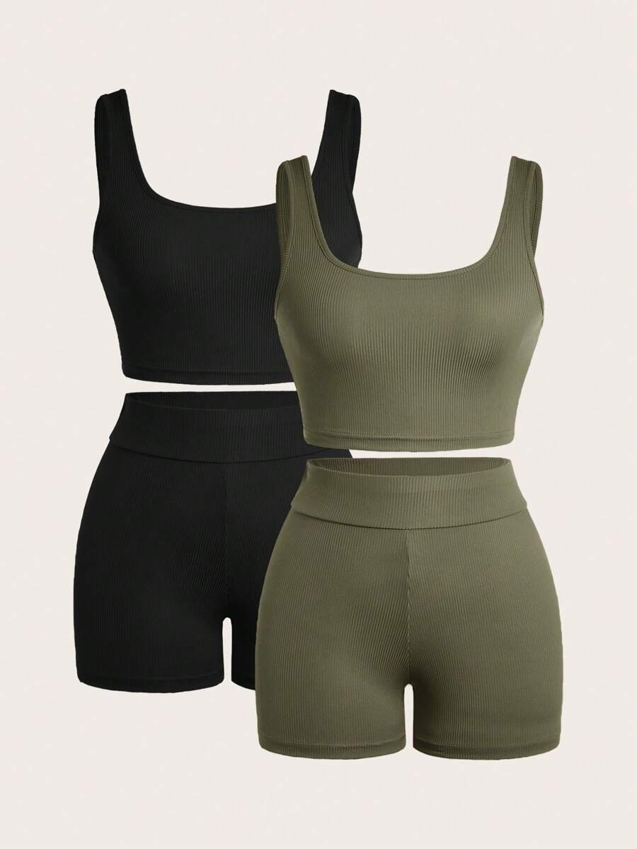 SHEIN SXY Women Two Pieces Outfits For Daily Wear - Army Green - View 1