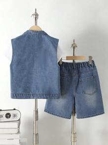 Tween Boys Denim Two Pieces Outfits - Medium Wash - View 2