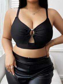 SHEIN Casual Daily Padded Seamless Camisole - Black - View 3