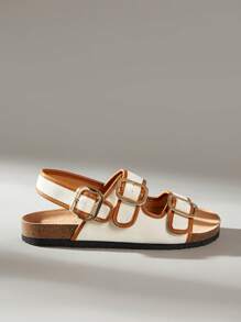 Solecia Sandalias planas casuales de mujer en beige