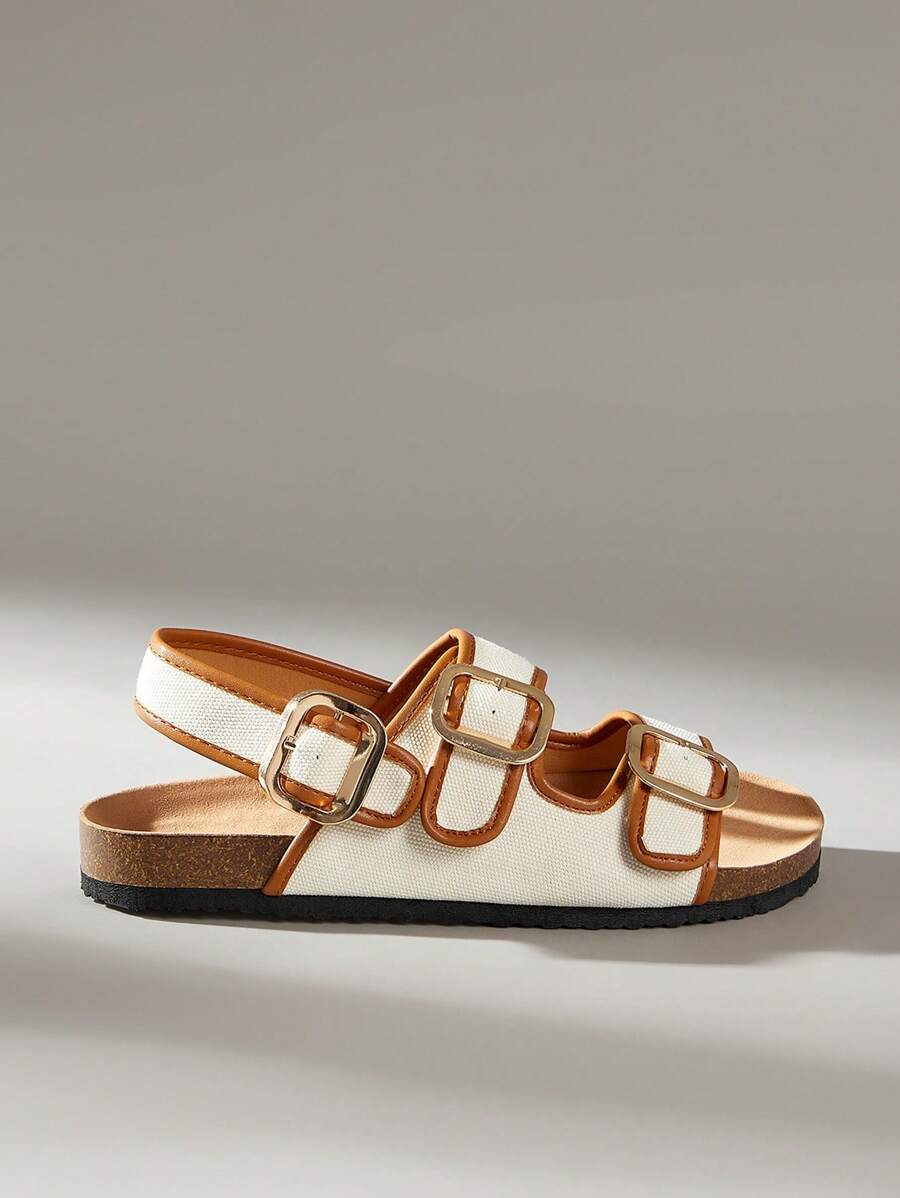 Solecia Sandalias planas casuales de mujer en beige