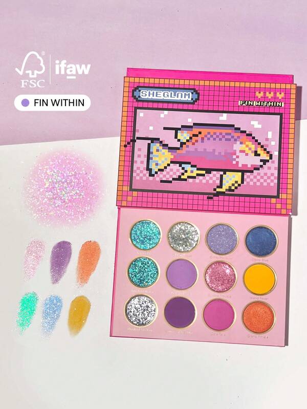 SHEGLAM Fin With In Palette Paletă De Fard De Pleoape Cu Sclipici Mat Cu 12 Culori Culoare îNdrăZneață StrăLucire Ridicată De Lungă Durată Fard De Pleoape Foarte Pigmentat, Moale, Neted Machiaj Pentru Ochi Cosmetice Cadouri De Iarnă De CrăCiun Fard De Pleoape Roz Y2K Absolvire Zi De NașTere Vacanță Vară Toamnă Y2K Elegant Modă Femei Machiaj Cosmetice Petrecere Plajă CăLăTorie Camping ÎN Aer Liber ȘCoală Campus Excursie Festivaluri Decor Cadou Cadou Trandafir Fată Cosplay Cel Mai Bun Culoare Farmec Atmosferă