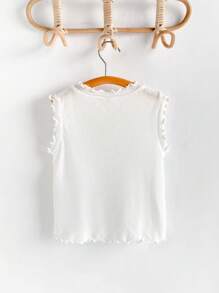 Loomiva Young Girls' Cartoon Strawberry Embroidered Soft Knit Sleeveless Crew Neck Pullover Top - White - View 2