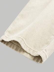 SHEIN Baby Girl Waist Button Design Pocket Wide-Leg Jeans - Apricot - View 3