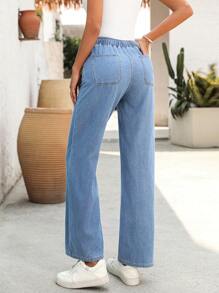 EMERY ROSE Jeans di cotone casual da donna con coulisse in vita e tasche in pendenza