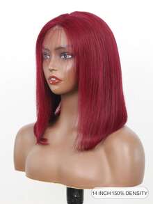 无胶鲍勃假发真人发 6x4 99j 勃艮第蕾丝前假发真人发 8-16 英寸巴西直发假发女士 - S99J - 查看 5