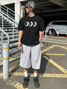 DAZY Men's Letter Embroidered Grey Casual Jogger Pants, Summer