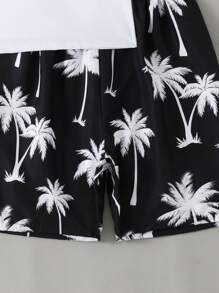 Set di abbigliamento da bagno per adolescenti, composto da top con stampa casuale e pantaloncini da bagno con stampa ed elastico in vita