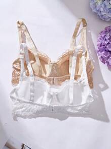 2件套蕾丝钢圈内衣文胸 - 彩色 - 查看 2