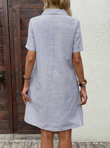 SHEIN LUNE Women Striped Short Sleeve Casual Mini Dress For Vacation - Multicolor - View 2