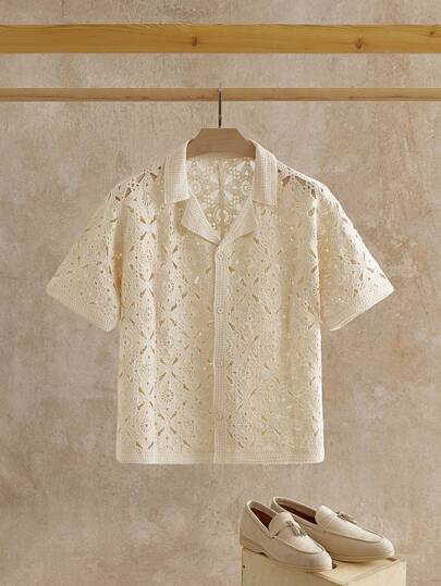 Manfinity VCAY 男士休闲短袖纽扣衬衫，适合日常穿着，秋冬季