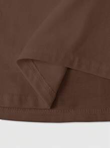 Manfinity Homme Plus Size Young Men's Streetwear, Minimalist Short Sleeve T-Shirt, Cropped Loose Fit, Modern Simplistic Design, Fashionable On , Casual Everyday Wear, Fashion Versatile, Simple Yet Eye-Catching Composition, Ideal Gift For Boyfriend, Holiday Gift Men S Oversized T Shirts - Coffee Brown - View 6