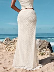 Opulessa Solid Color Knit Mid-Waist Fishtail Skirt For Women,Vacation Dress,Christmas Party, New Year, Wedding Guest Outfits, Elegant Graduation, Luxury Prom Skirt, Casual Outfits,Fall Winter Clothes - Apricot - View 2