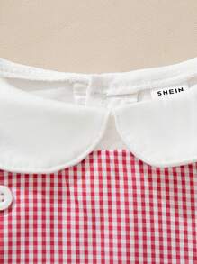 SHEIN Body casual vintage à carreaux avec col claudine pour bébé garçon, manches courtes polyvalentes - Multicolore - Voir 5