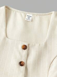 SHEIN Tween Girls Casual Elegant Commute Street Chic Color Striped Button Collar Sleeveless Top And Straight Leg Pants 2 Pieces Outfit Set