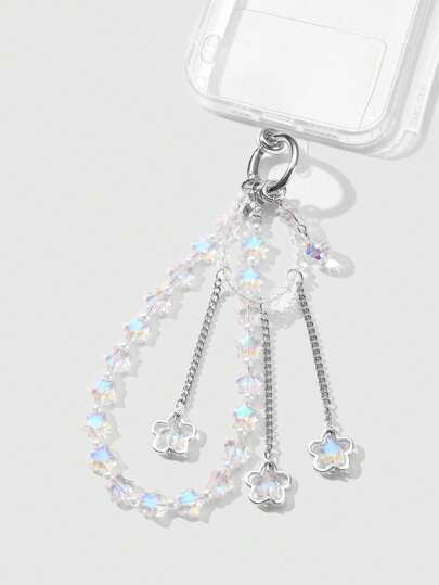 Fairycore 1pc Ins Minimalist Exquisite Versatile High-End Handmade Beaded Faux Pearl & Crystal Shiny Mermaid Star Pendant, Suitable As Phone Holder, DIY Keychain, Bag Charm, Phone Decoration, Daily Wear Or Gift For Women