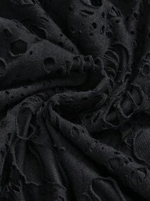 ROMWE Grunge Punk 女士纯色A字裙，夏季时尚 - 黑色 - 查看 4