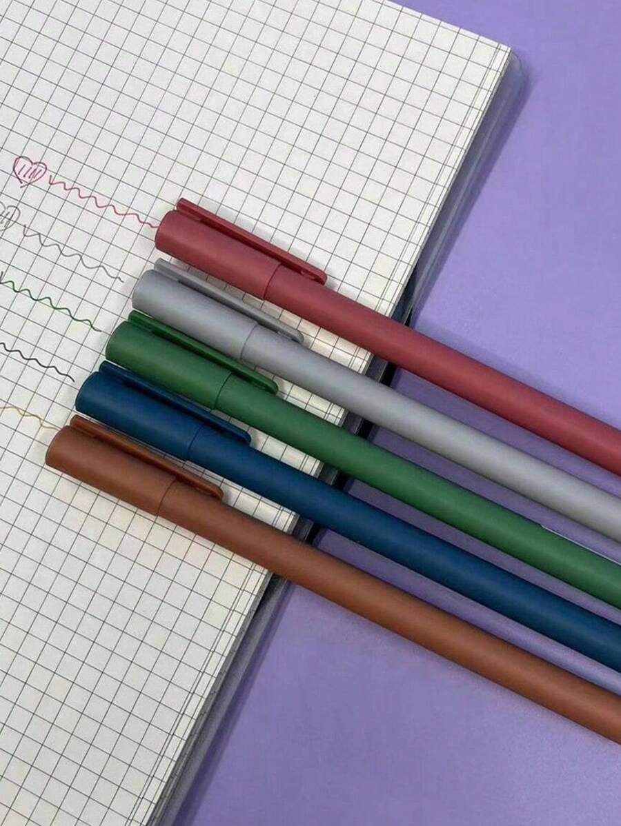 5/10pcs/Set Muted Color Ballpoint Pens Stationery Supplies For Journaling Back To School - Multicolor - View 1