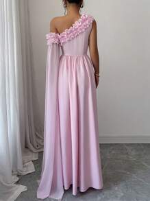 Airlisse Abito in chiffon da donna elegante e asimmetrico, con maniche ampie e arricciate, vita raccolta, linea ad A