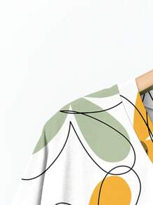 EMERY ROSE Dopamine Themed Floral Print Loose Casual Plus Size T-Shirt, Suitable For Summer Suitable For Going Out