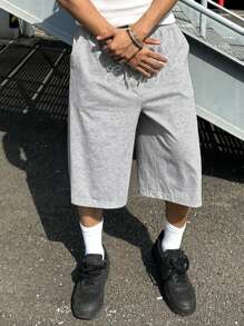 DAZY Men's Letter Embroidered Grey Casual Jogger Pants, Summer