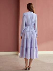 MOTF PREMIUM Vestido con abertura media y volante en el bajo - Morado - Ver 3