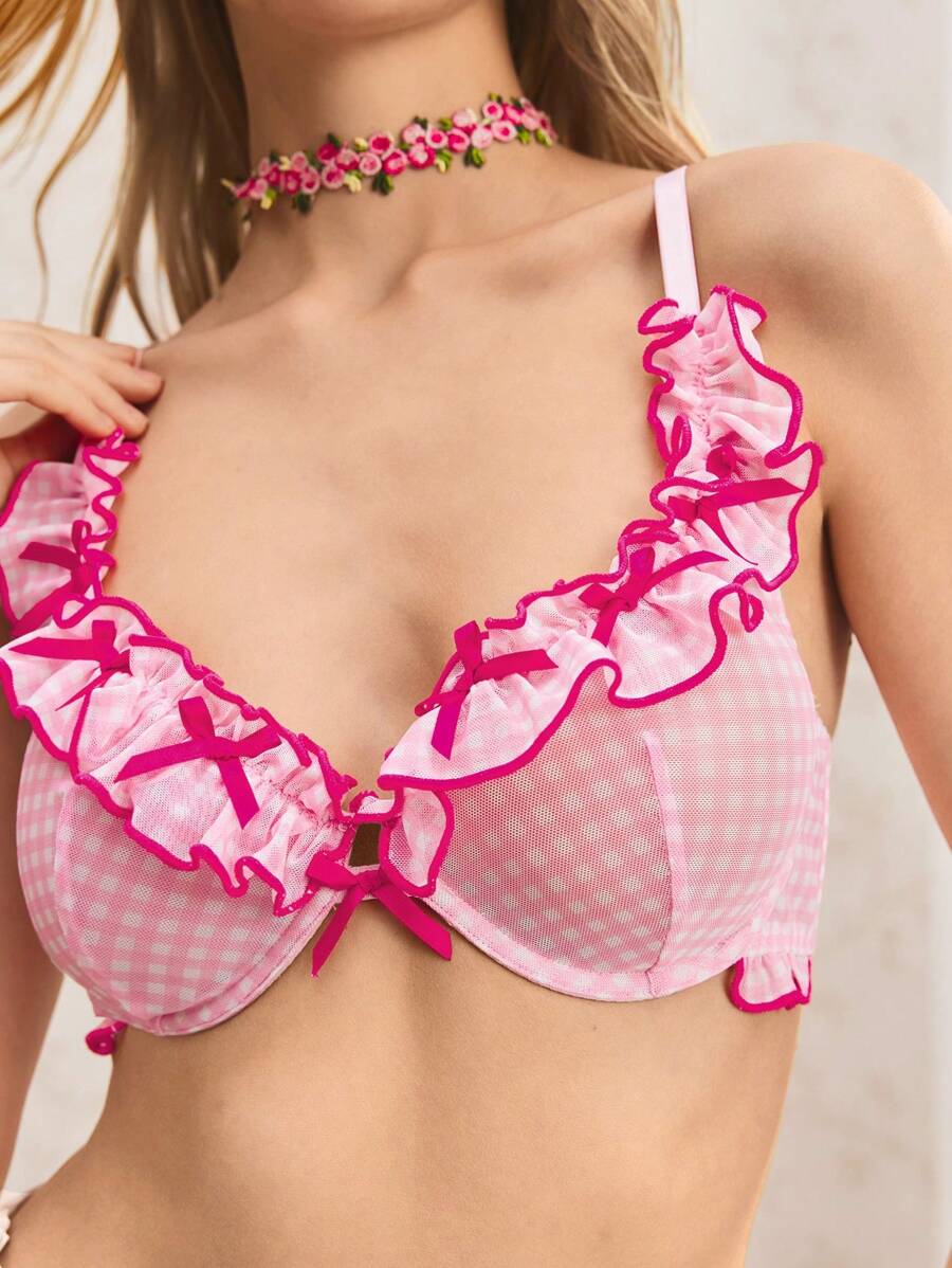 女士性感吊带内衣文胸上衣，夏季时尚 - 粉色 - 查看 1