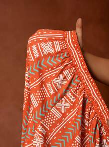 Slaydiva Spring/Summer New Vacation & Festival Multicolor Pattern Print Loose Fit Basic Wide Leg Trousers, Plus Size-A,Summer Pants - Multicolor - View 7