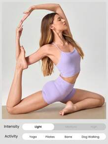 GLOWMODE 2.5英寸 FeatherFit™ 超短防滑骑行短裤 低冲击休闲日常健身夏季运动 - 紫丁香色 - 查看 5