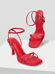 MOTF PREMIUM COMFORTABLE DAILY HEELED SANDALS FOR WOMEN, ELEGANT SCHOOL SUPPLIES, BACK TO SCHOOL SHOES, FOR NEW YEAR HOLIDAY, SPRING SHOES, SPRING BREAK EASTER PROM HEELS FOR CHRISTMAS SUMMER - Red - View 5