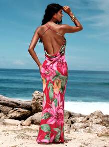 Opulessa Vestito liscio in maglia con scollo a V profondo, schiena scoperta e spacchi per le donne - nero - Visualizzare 4