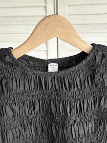 SHEIN 青少年女孩船领无袖荷叶边下摆背心