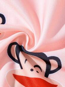 Paul Frank X SHEIN 女童夏季假期猴子印花长袖上衣和下装比基尼套装 - 米色 - 查看 4