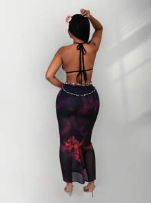 Zolique Women's Backless Tie-Dye Dress, Vacation Sexy Style - Multicolor - View 2