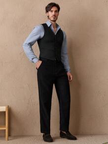 Manfinity VCAY Chaleco casual de vestir ajustado sin mangas para hombre, para primavera/verano