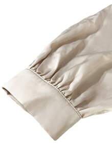 Elenzga Casual Elegant Stand Collar Raglan Sleeve Satin Blouse,Long Sleeve Tops Fall Cloth For Women