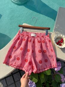 Comfortcana 女士红色梭织短裤，时尚适合夏季