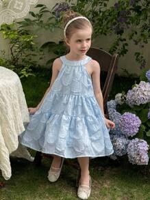 LMoss Kids 年轻女孩提花无袖修身休闲连衣裙