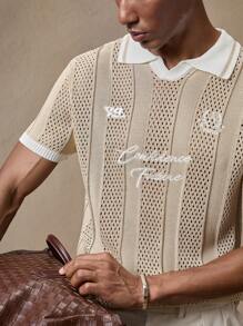 AKNOTIC Party Men's Loose Knit Dropped Shoulder Casual Sweater, Suitable For Daily Wear (Men's Knitted Top), School - Apricot - View 2