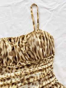 Soleia 性感细肩带豹纹网眼吊带连衣裙 - 彩色 - 查看 5