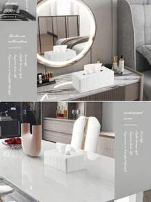 Copritissue in pelle PU nera con disegno geometrico bianco rettangolare per l'estrazione di grandi fazzoletti