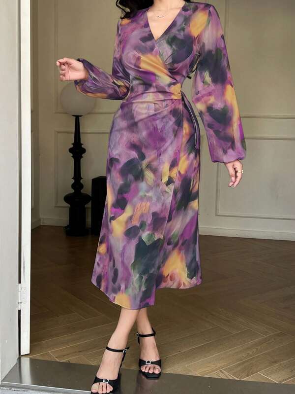 DAZY Summer New Retro Elegant Sunset Tie Dye Design Sexy Dress For Women