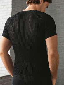 BRENVOR Parte superior de punto casual, suelta y de manga corta para hombres, para uso diario