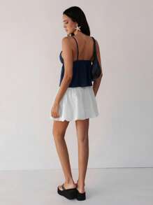 Roylia Women's Solid Color Casual Versatile Front Tie Camisole