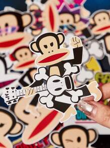 Paul Frank X SHEIN 24张卡通猴子滑板图案街头风酷炫贴纸套装，专为学生、女性和男性设计，非常适合用于笔记本、日记本、手工装饰等。此外，它还可以贴在滑板、笔记本电脑和行李箱上，作为个性化装饰。采用可移除胶水，移除后不易留下粘性痕迹。 - 彩色 - 查看 3