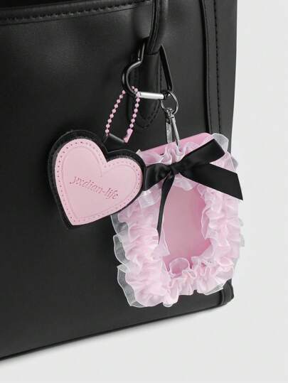 Kawaii 1 pièce, Porte-carte mignon et élégant rose, dentelle, nœud en organza. Convient pour les employés de bureau, les étudiants, le port quotidien, idéal pour les cadeaux de vacances