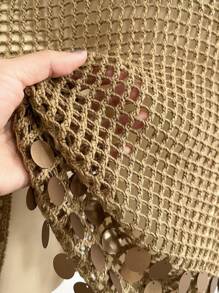 Soleia Abito mini elegante in stile boho-tropical con gusci di conchiglie e paillettes, adatto per occasioni casual, vacanze, matrimoni sulla spiaggia, lauree, brunch, San Patrizio, primavera, festival musicali, primavera/estate