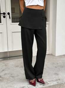 Siren Gaze Women's High-Waist Double Layer Fitted Slimming Grey Formal Pants, Suitable For Commuting Business Casual Woman Winter Black Spring - Black - View 7