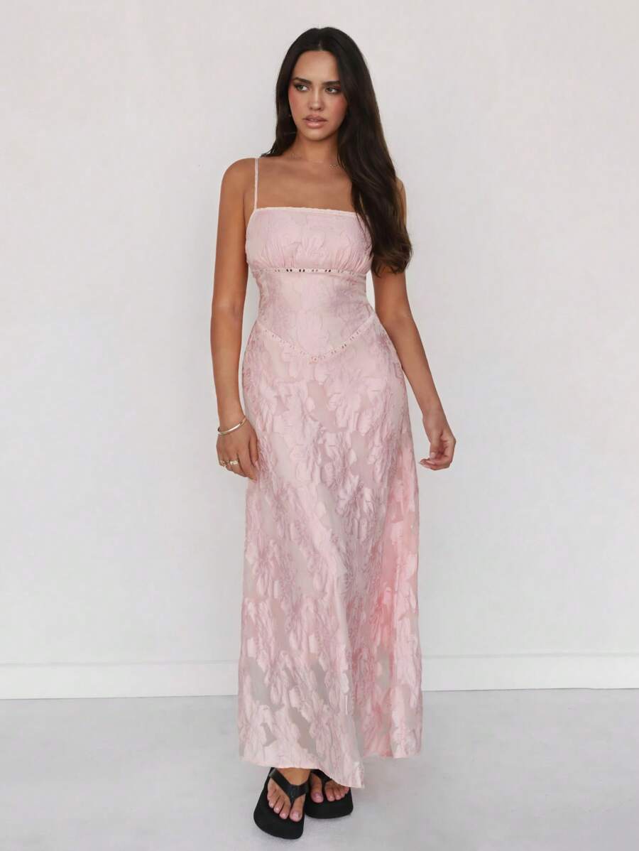 Roylia 女士纯色无袖连衣裙，夏季时尚 - 粉色 - 查看 1